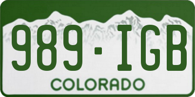 CO license plate 989IGB
