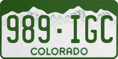 CO license plate 989IGC