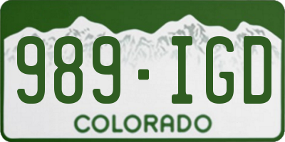 CO license plate 989IGD