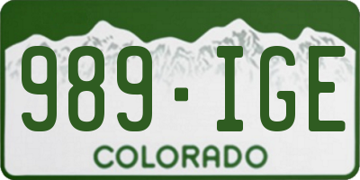 CO license plate 989IGE