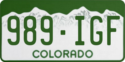 CO license plate 989IGF