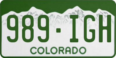 CO license plate 989IGH