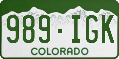 CO license plate 989IGK