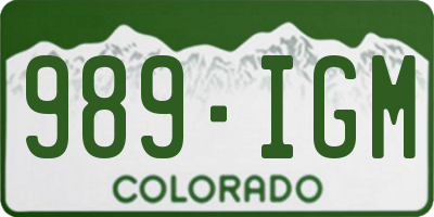 CO license plate 989IGM