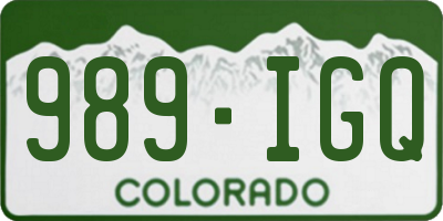 CO license plate 989IGQ