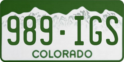 CO license plate 989IGS