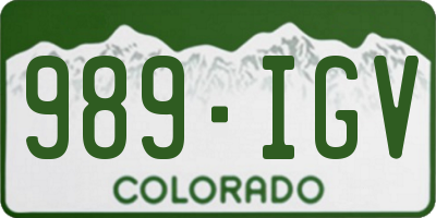 CO license plate 989IGV