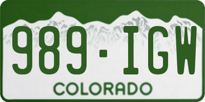 CO license plate 989IGW