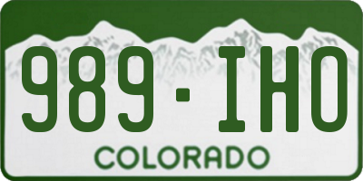 CO license plate 989IHO