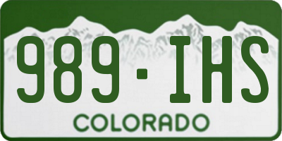 CO license plate 989IHS