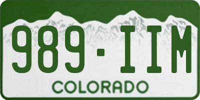 CO license plate 989IIM