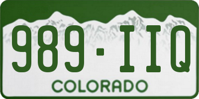 CO license plate 989IIQ