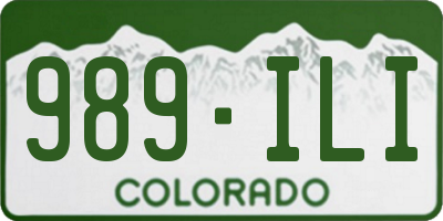 CO license plate 989ILI