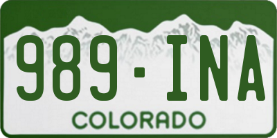 CO license plate 989INA