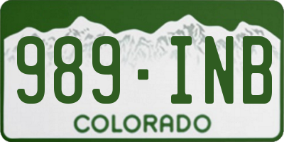 CO license plate 989INB