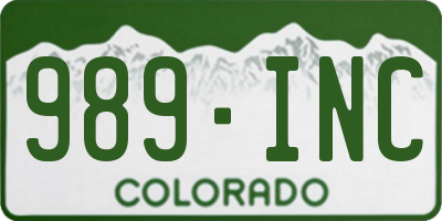 CO license plate 989INC