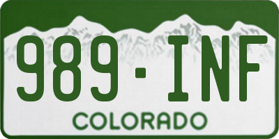 CO license plate 989INF
