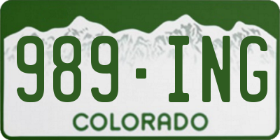CO license plate 989ING