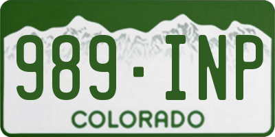 CO license plate 989INP