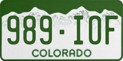 CO license plate 989IOF