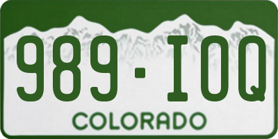 CO license plate 989IOQ
