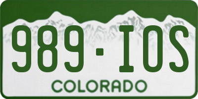 CO license plate 989IOS