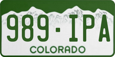 CO license plate 989IPA