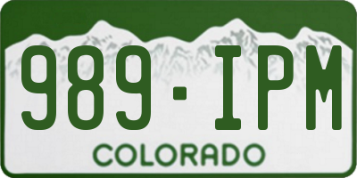 CO license plate 989IPM