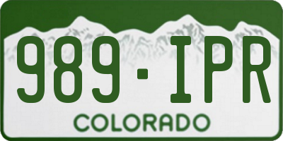 CO license plate 989IPR