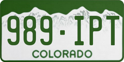 CO license plate 989IPT
