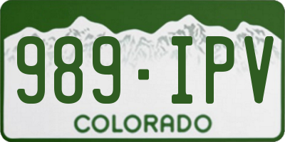 CO license plate 989IPV