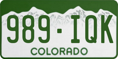 CO license plate 989IQK