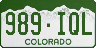 CO license plate 989IQL