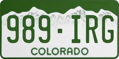 CO license plate 989IRG