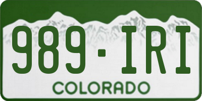 CO license plate 989IRI