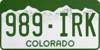 CO license plate 989IRK