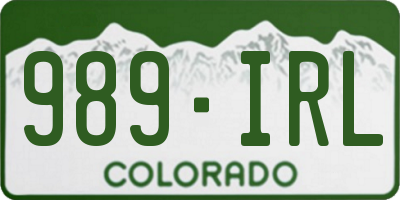 CO license plate 989IRL