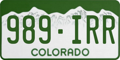 CO license plate 989IRR