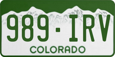 CO license plate 989IRV
