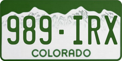 CO license plate 989IRX