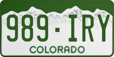 CO license plate 989IRY