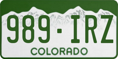 CO license plate 989IRZ