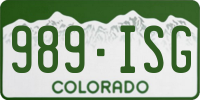 CO license plate 989ISG