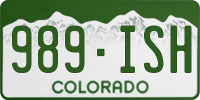 CO license plate 989ISH
