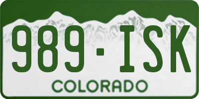 CO license plate 989ISK