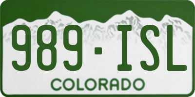 CO license plate 989ISL