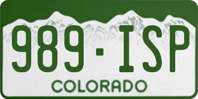 CO license plate 989ISP