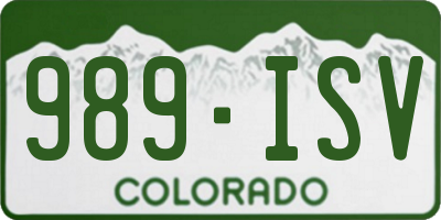CO license plate 989ISV
