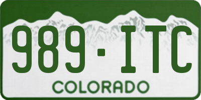 CO license plate 989ITC