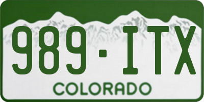 CO license plate 989ITX